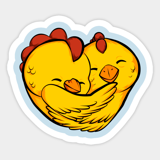 cute, funny and loving chickens Sticker by the house of parodies